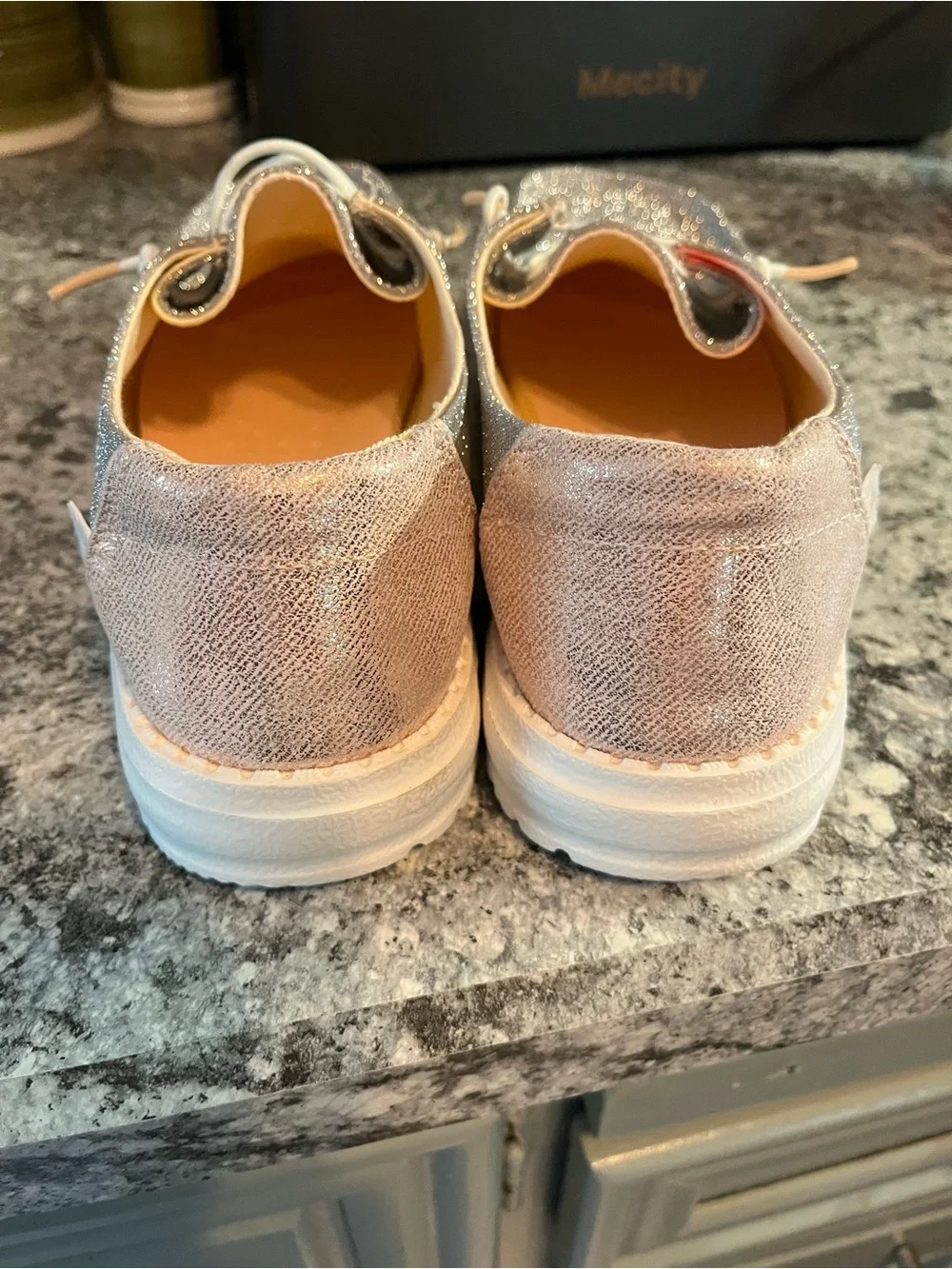 Hey Dude Wendy Metallic Gold Sparkle Shoes Rose Gold Size W8 NWOB